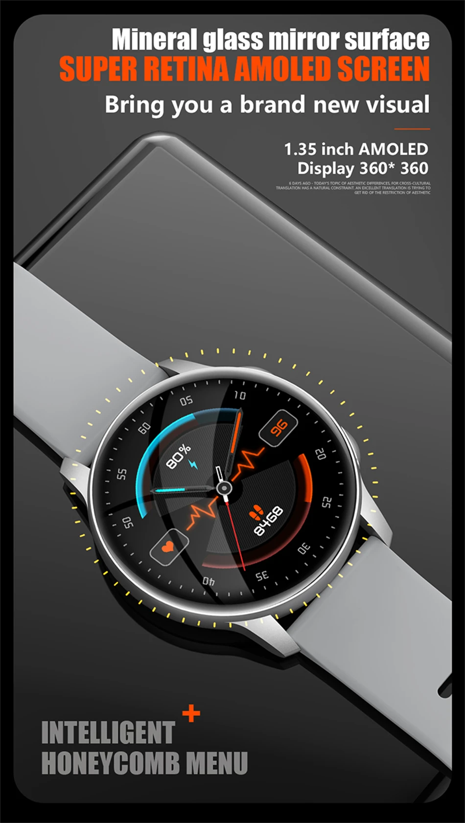 KALOSTE New Smart watch Men 360*360 AMOLED Full Touch Sport Fitness Tracker Women Smartwatch Clock Man For Huawei Xiaomi apple