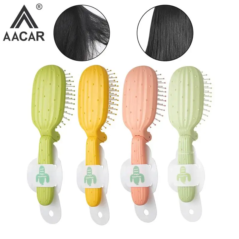 

Portable Travel Folding Air Cushion Combs Shaped Like A Cactus Massage Comb Massage Scalp Anti-static Hair Care Brushes Combs