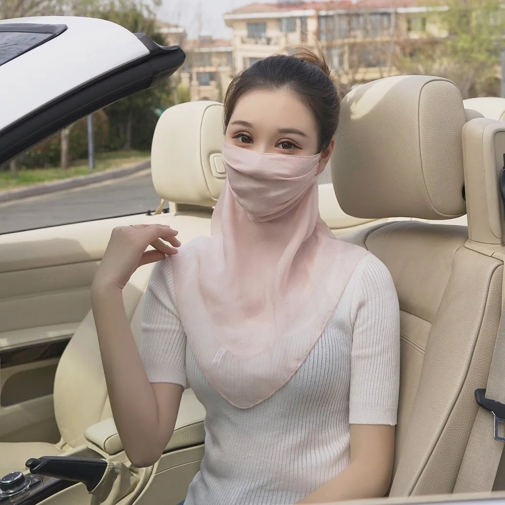 Silk popular sunscreen mask 100% mulberry silk neck veil breathable thin section sunscreen sunshade face mask female summer