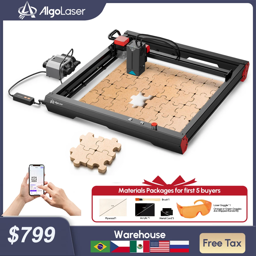 

AlgoLaser Alpha 22W Laser Engraver Set with Auto Air Assist Pump Nozzle Higher Accuracy Laser Engraving Machine For Wood Acrylic