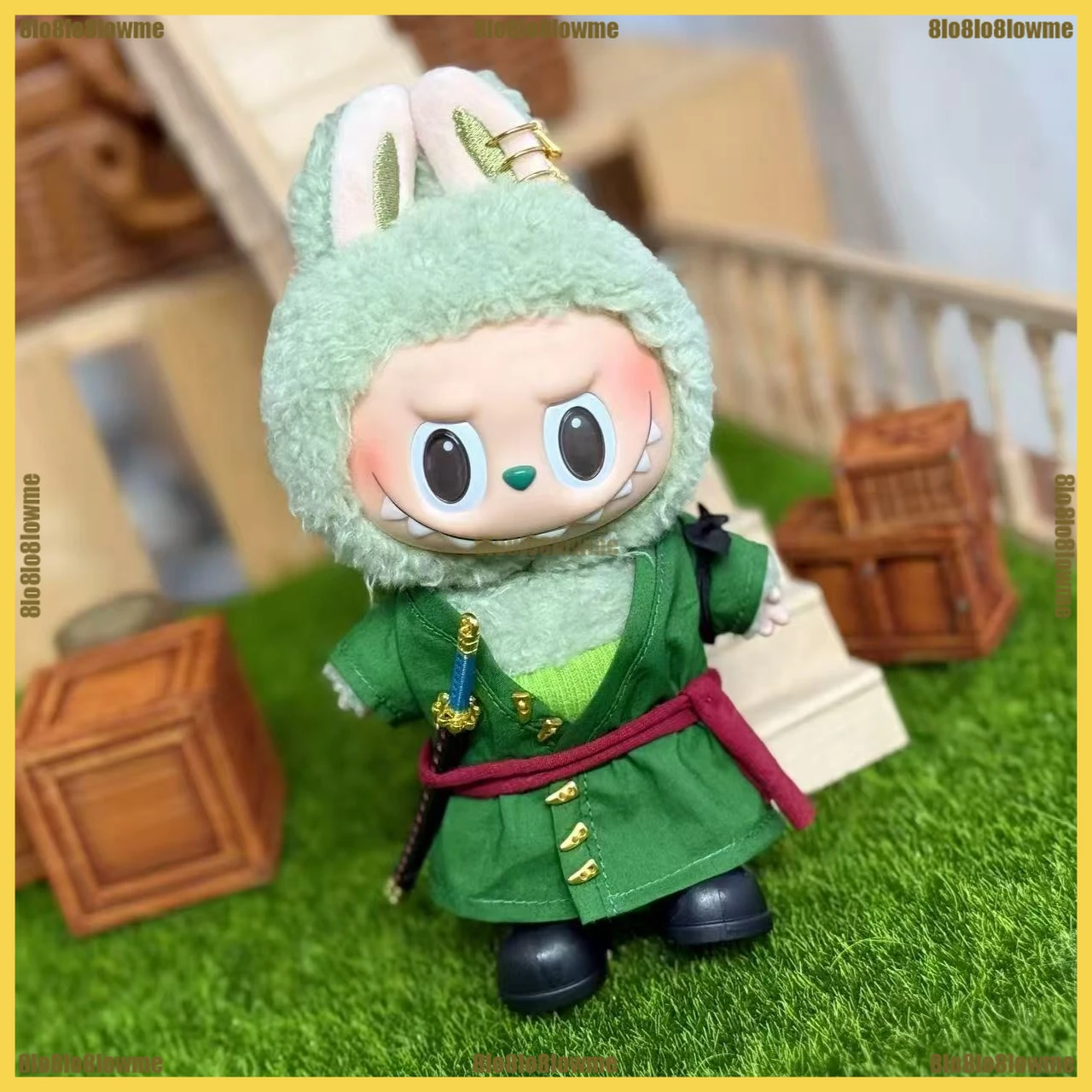 LABUBU キャラクターグッズセット Labubu 3.0 Clothes Cartoon Roronoa Zoro Costume Earring 3 Swords