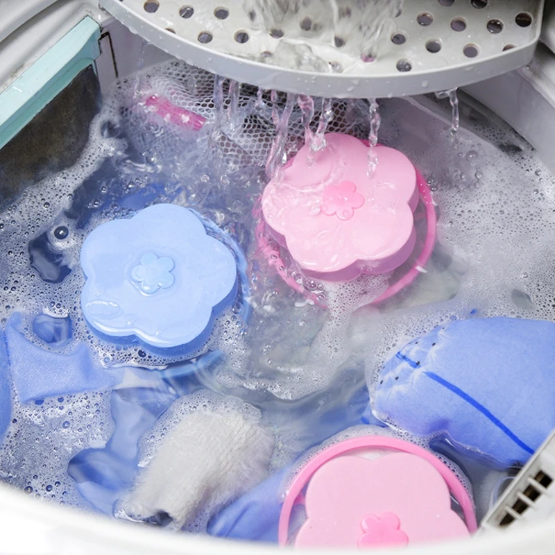 2PCS Or 1PC Washing Machine Filter Bag Cute Flower Shape Floating Washing Machine Hair Remover Filter (Single Pack Color Random)