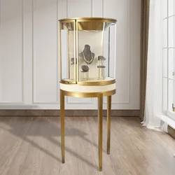 Custom, affordable jewelry shop furniture showcase custom logo perfume storage eyeglasses Crystal display cabinet with LED light