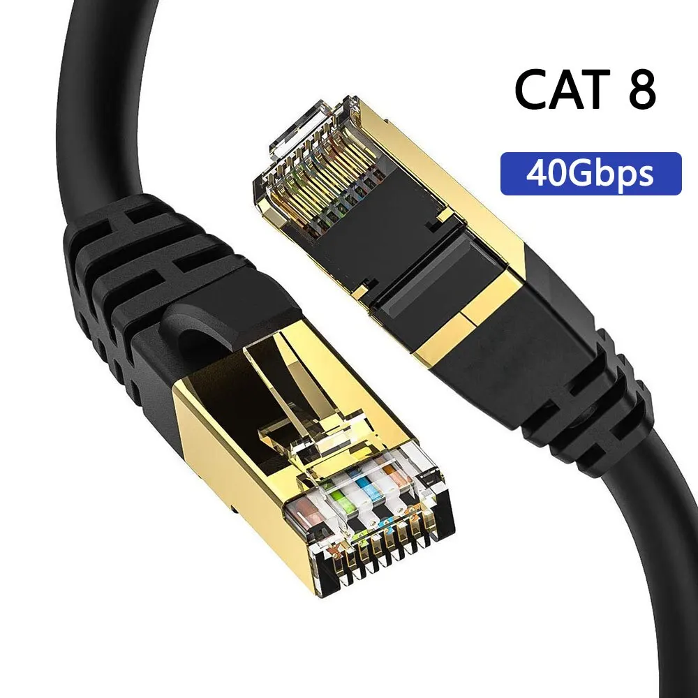Фото Cat 8 Ethernet кабель LAN Сетевой Cat8 Rj45 скоростной сетевой кабель 40 Гбит/с 2000 МГц 26AWG для маршрутизатора ПК Ps4 ТВ ноутбука RJ45 кабель №1