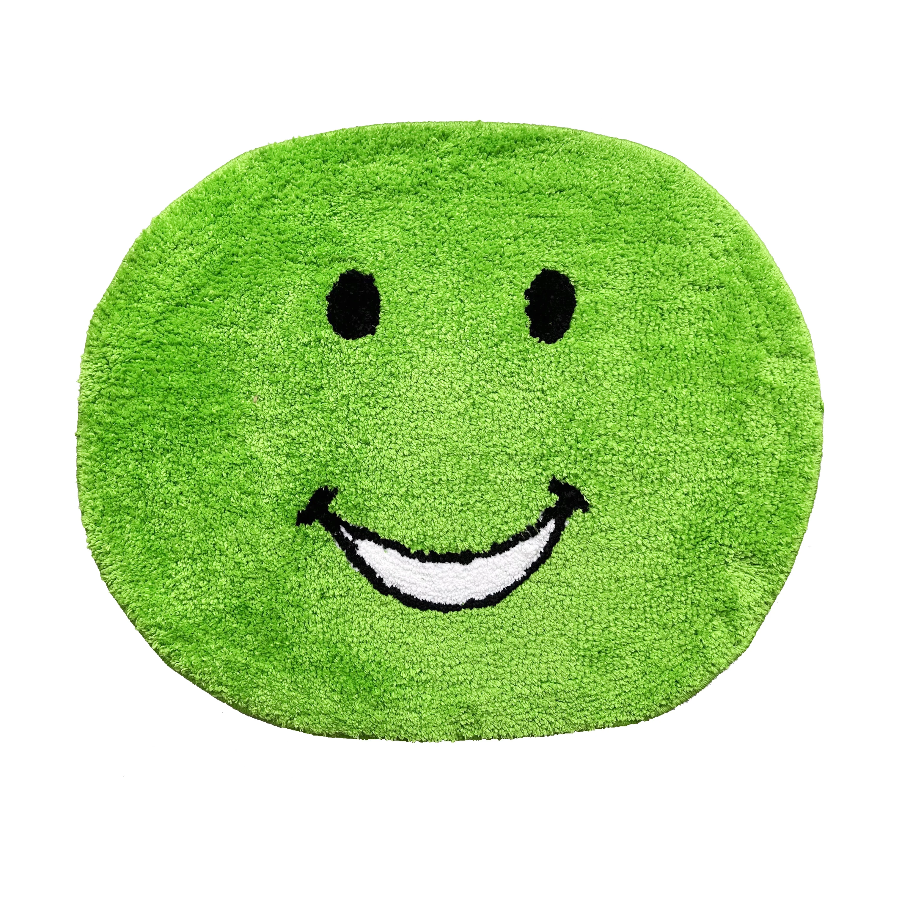 

Smiley Face Rug Green Rug Cute Bath Mat Strong Water Absorption Bath Rug Cartoon Decor Carpet for Living Room Bedroom Shower