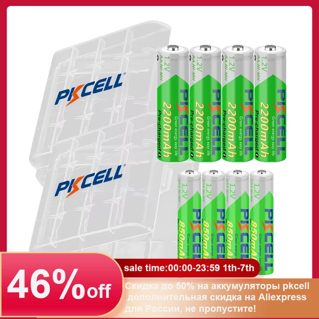 4/8/16/24 Pack PKCELL 2200MAH AA Battery +AAA 850MAH 1.2V NI-MH AAA/AA Rechargeable Batteries and Battery Box for Flashlight Toy 1