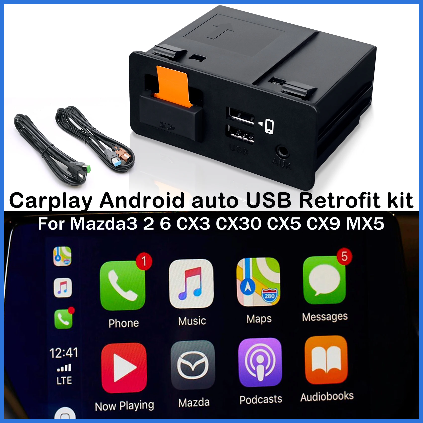 Apple CarPlay Adaptador USB para coche, hub OEM para Mazda 3, 6, 2