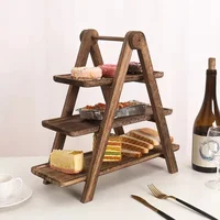 Multi-layer Wood Display Rack for Dinner Plates and Snacks Decorative Trays, Kitchen Storage & Organization,Fruit Dish Plate 2