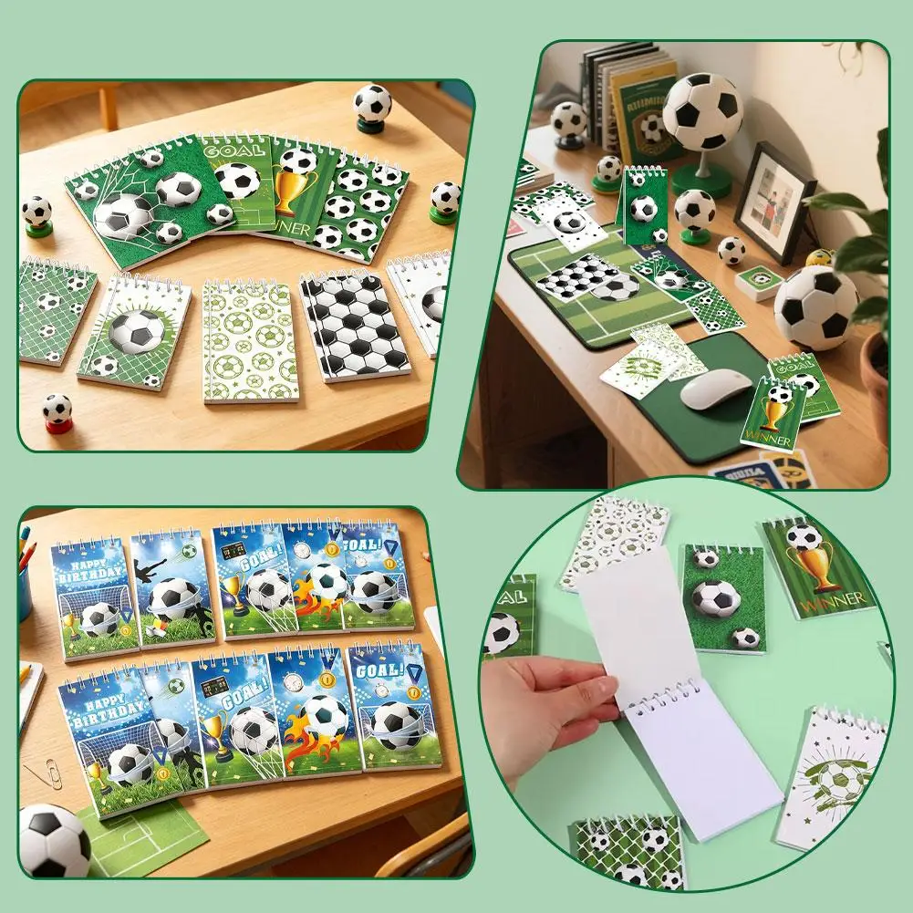 10Pcs 축구 미니 포켓 노트 어린이 소년 생일 파티 선물 문구 소책자 메모장 학교 일기 사무실 메모 패드