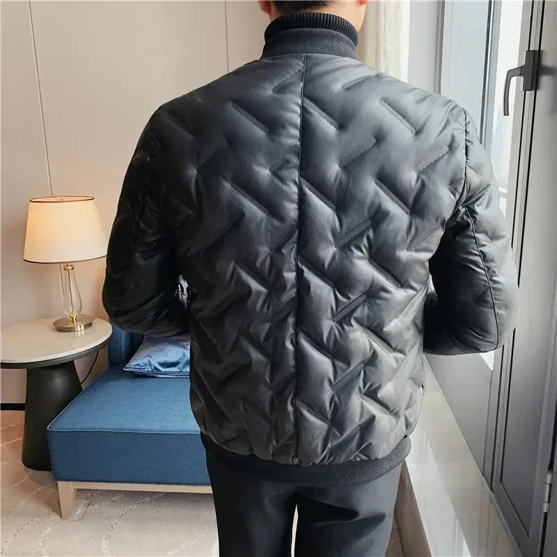 2023 Winter Lightweight Short Down Jacket Men Fashion Slim Casual Stand Collar Thickened and Warm Jackets Social Men Clothing