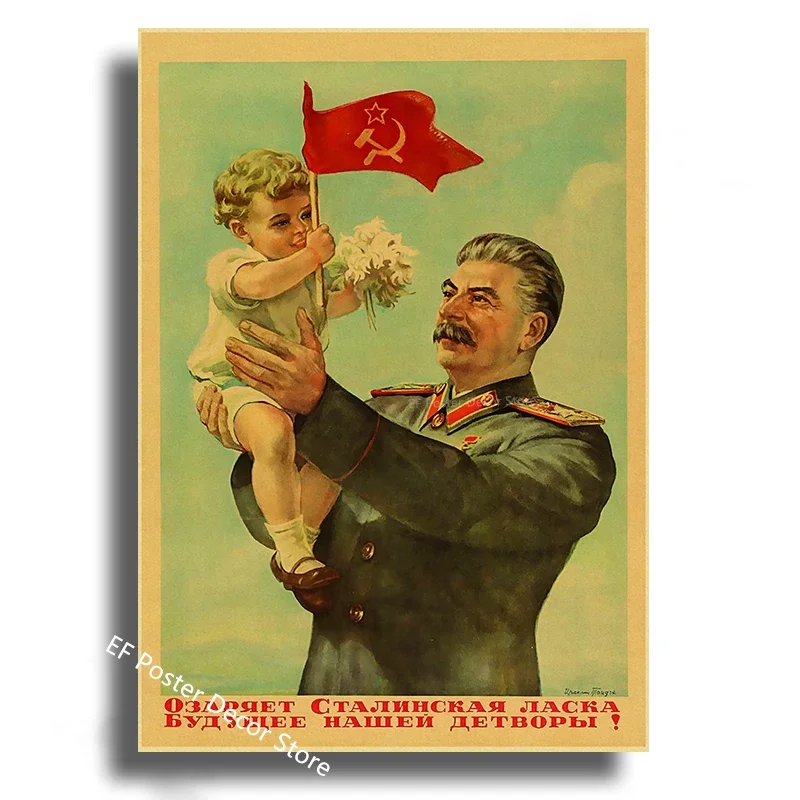 Vintage Stalin Ussr Cccp Poster Poster Aesthetic Prints And Posters Wall Art Retro Painting Home Room Cafe Club Dorm Wall Decor Peckshirt