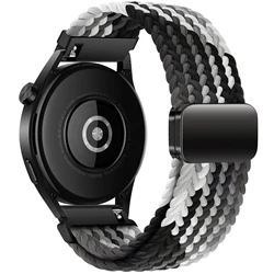 Magnetic Braided Watch Band - 20mm & 22mm Stretchy Strap for Galaxy 4-4 Classic (Black clever)