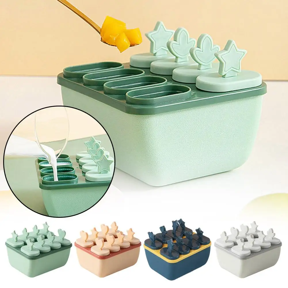 8 Cell Ice Cream Molds Summer Kitchen DIY Model Handmade Maker Mold Cube Ice Fruit Children Mould Popsicle Reusable Freezer H7C6