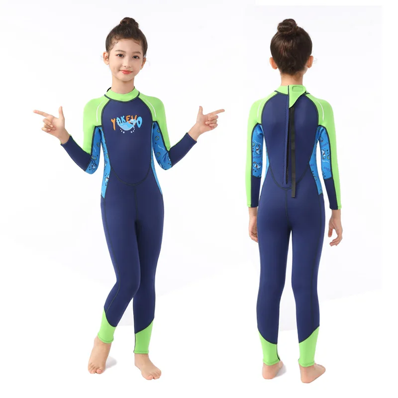 Children's 2.5mm Neoprene Wetsuit Boys Swimming Surfing Snorkeling Suit Warm Long Sleeves Swimsuit Girls One Piece Swimwear 3