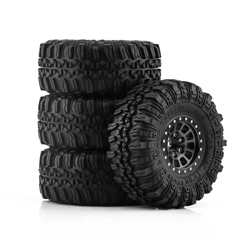 RC Car Wheels 4PCS TRX4M 1 Inch Metal Wheels with Tires Upgrade Set For 1/18 RC Crawler