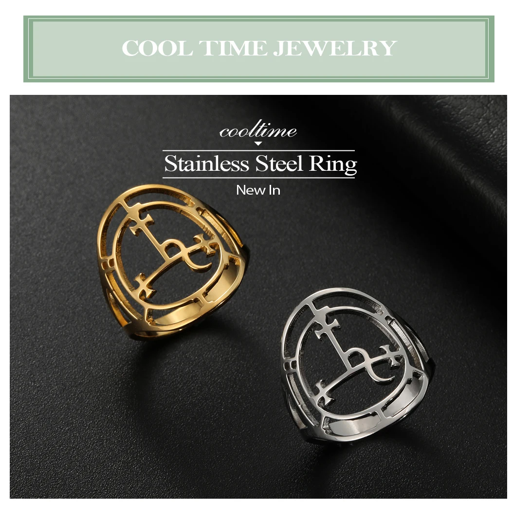 COOLTIME Siegel von Lilith Ring für Frauen Edelstahl Gothic Dämon Siegel Fingerring Vintage Amulett Schmuck Paar Hochzeits geschenk – Detail 1