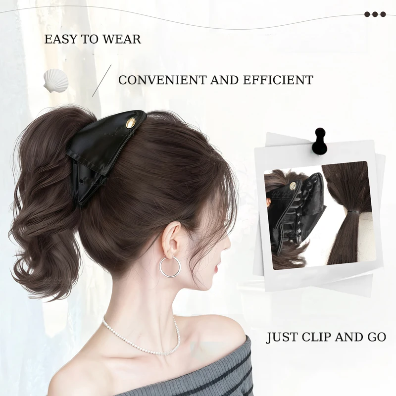 Wavy Hair Ponytail Extensions Wig with Black Hair Accessories Synthetic Claw Clip Ponytail for Women Daily Party Use Women Wig