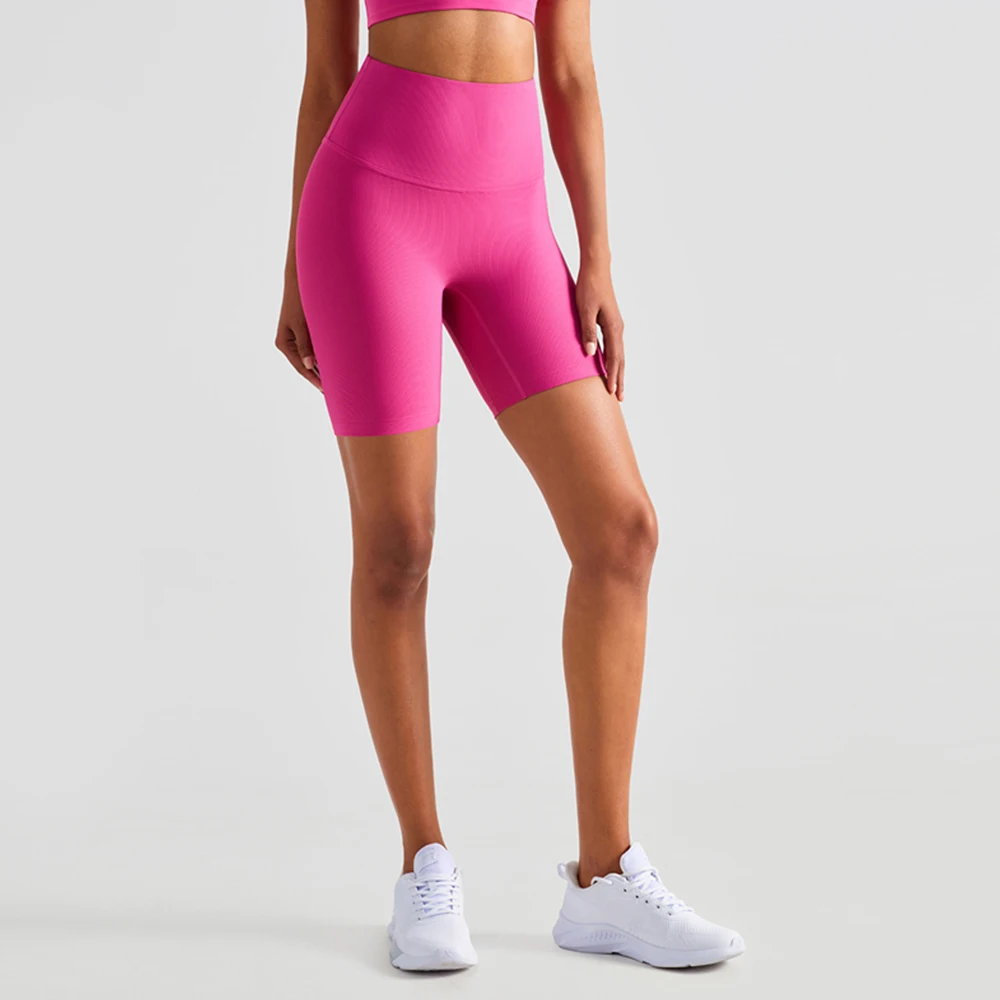 Women Sports Shorts Yoga Leggings Screw Thread Fabric Good Elastic High Waist Tight Running Cycling Gym Women Short Leggings