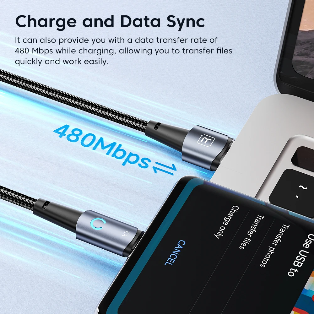 USB Type C Cable 6A 100W Fast Charging Charger USB C Data Cord TypeC Cable For Xiaomi POCO F4 Samsung Huawei Realme OPPO