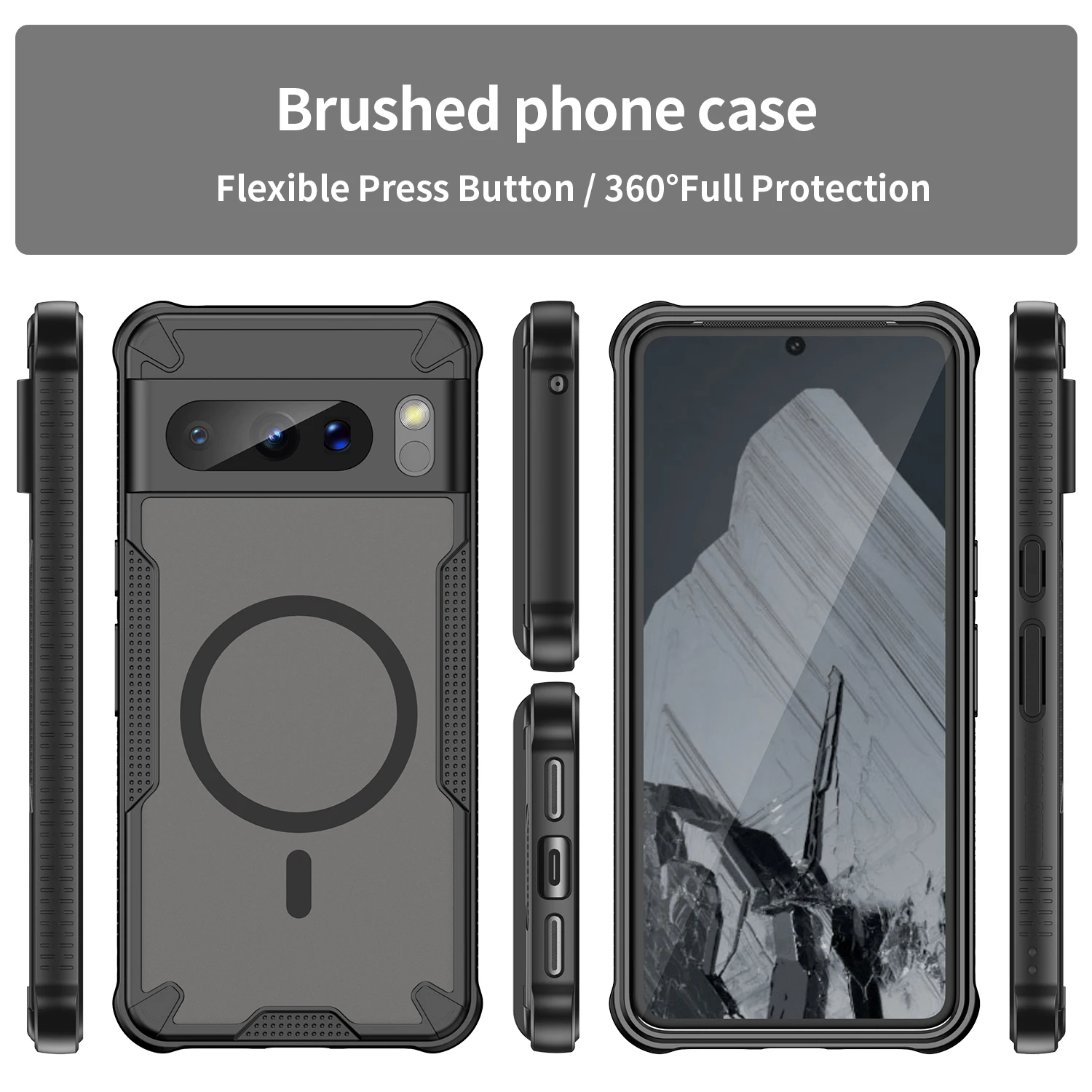 Magnetic Luxury Matte Translucent Armor Shockproof Case with Magsafe Wireless Charging Compatibility