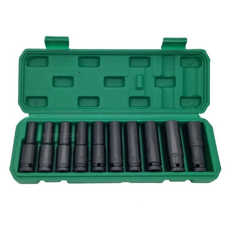 10pcs Impact Socket Set,1/2” Drive Hex Spanner Deep Sockets 8-24mm，Pneumatic Wrench Head Tire Removal Tools Maintenance Tool 2