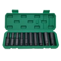 10pcs Impact Socket Set,1/2” Drive Hex Spanner Deep Sockets 8-24mm，Pneumatic Wrench Head Tire Removal Tools Maintenance Tool 2