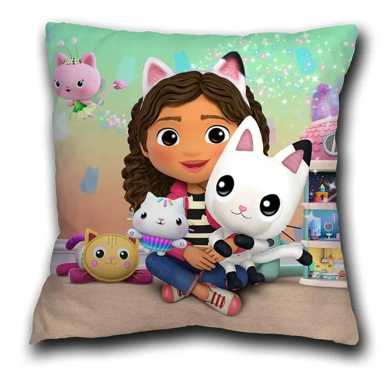 Kids Stylish Gabbys Dollhouse Gabby Cats Pillow Case Cushion Cover 45x45cm Pillow Cover Decorative Pillows Pillowcase for Home