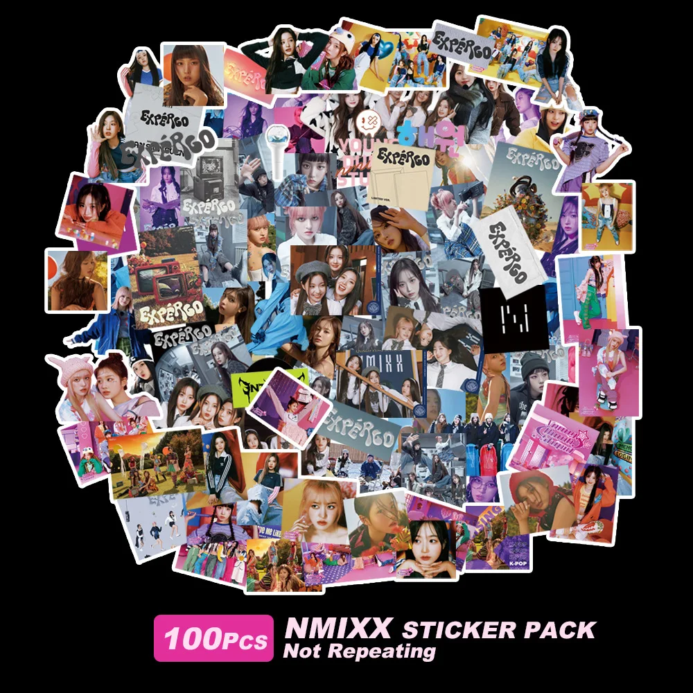 

100pcs/set Kpop Nmixx Ive Itzy Stickers Postcard New Album Fashion Cute Group Idol Cards Photo Prints Pictures Fan Gift Sticker