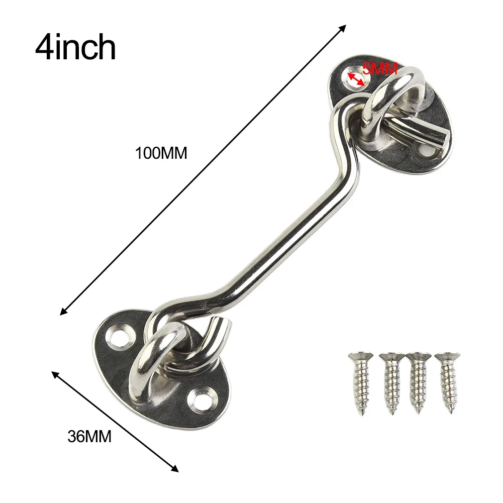 Cabin Hook Eye Lock Cabin Hook And Eye Latch Lock door latch door lock cylinder Shed Gate Door Stainless Steel Catch Silent Holder With Screws