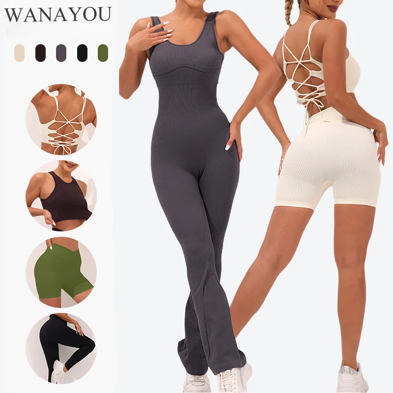 

WANAYOU 5 Type Women's Tracksuit Yoga Set Yoga Jumpsuits One Piece Workout Rompers Sportswear Gym Set Workout Clothes for Women
