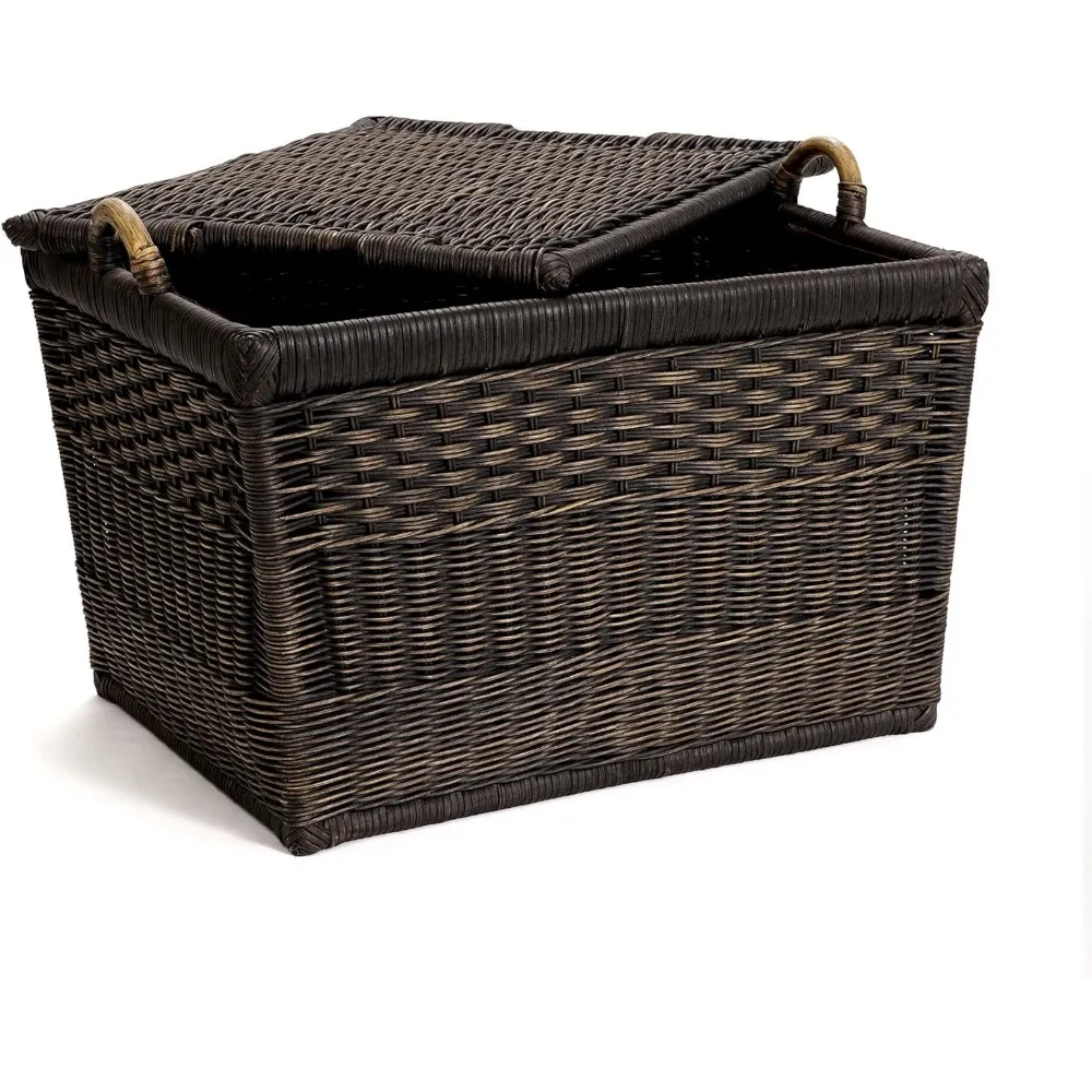 Lift-Off Lid Wicker Storage Basket, Medium, 20 in L x 15 in W x 14 in H 5