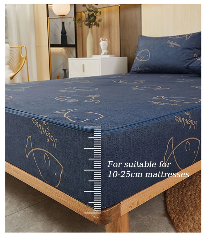 Description Picture 3 of itemWaterproof Fitted Sheet Six Sided All Inclusive Bedspread Mattress Cover Non Slip Protective Cover Fixed Bed Cover with Zippered