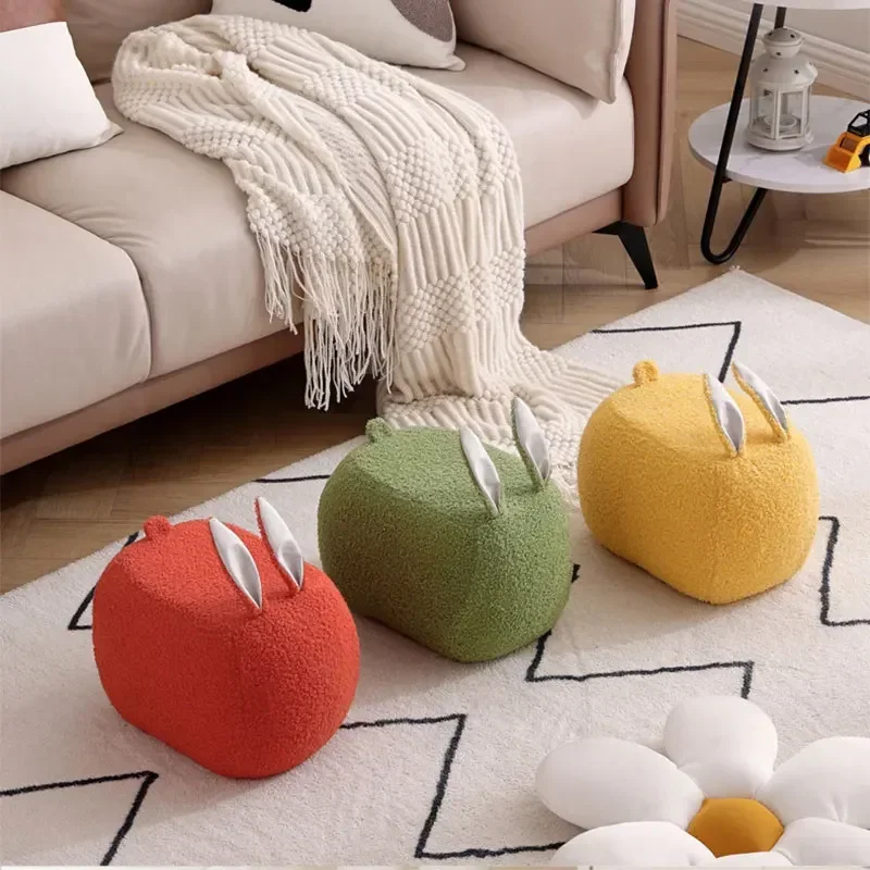 

Cute Rabbit Colorful Small Chair Endurable Hallway Stool Children's Room Chair Adorable Shoes-changing Stool Ottoman Furniture