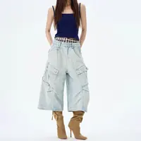 Women's Clothing Plus Size American Style Multi Pocket Denim Shorts Summer Oversize All-match Jeans for Women Y2k Loose Pants - Image 5