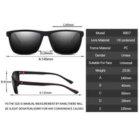 Lunettes de soleil polarisées UV400 pour hommes et femmes, monture carrée mate, de haute qualité, flambant neuves 6