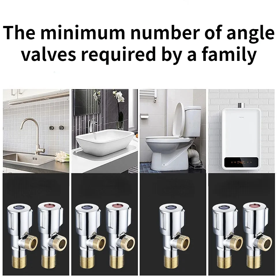 Stainless Steel Hot ＆ Cold Inlet Valve Bathroom Faucet Stop Valve Kitchen Sink Basin Triangle Valve Water Pressure Regulator