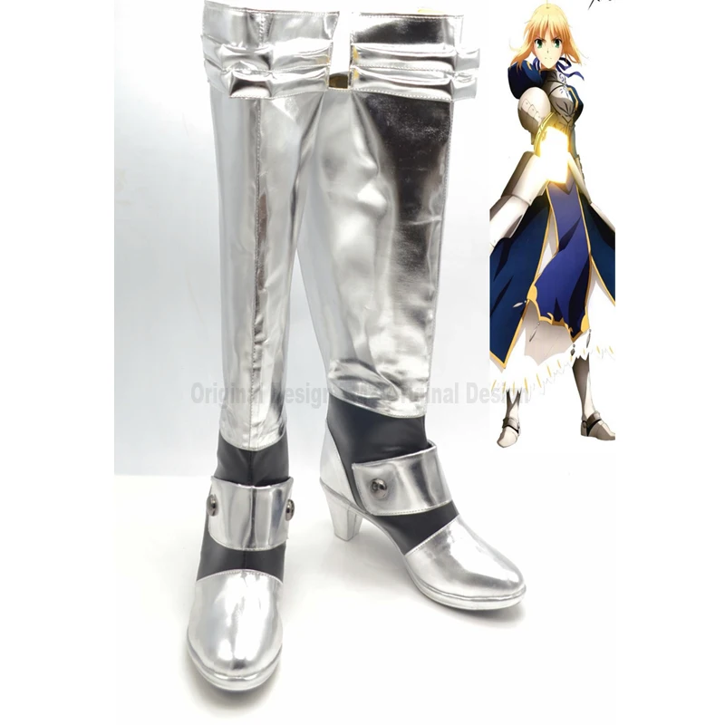 

Fate Stay Night Saber Arturia Pendragon Anime Cosplay Shoes Boots Halloween Carnival Party Costume Accessories