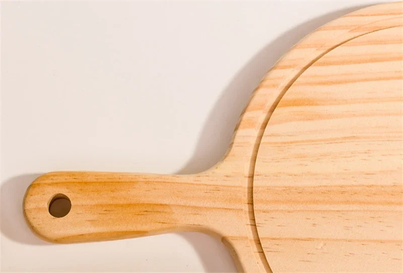 6 to 13inch Wooden Round Pizza board with Hand Pizza Baking Tray Stone Cutting Board Platter Stone Cake Bakeware pizza bakeware