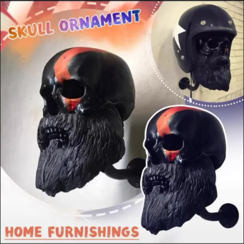 Creative Helmet Holder Wall Hat Storage Rack Clothes Hook Motorcycle Skull Decoration Halloween Stand |