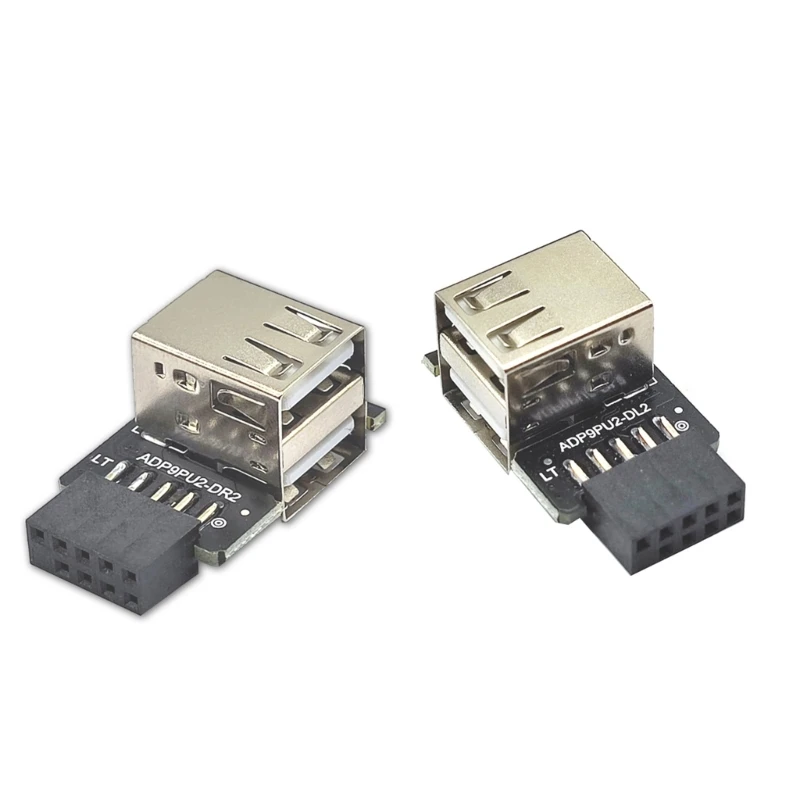 

9Pin Motherboard to 2 Ports USB2.0 Dual USB 9 Pin Female Adapter Converter Board Card Extender Internal Connectors