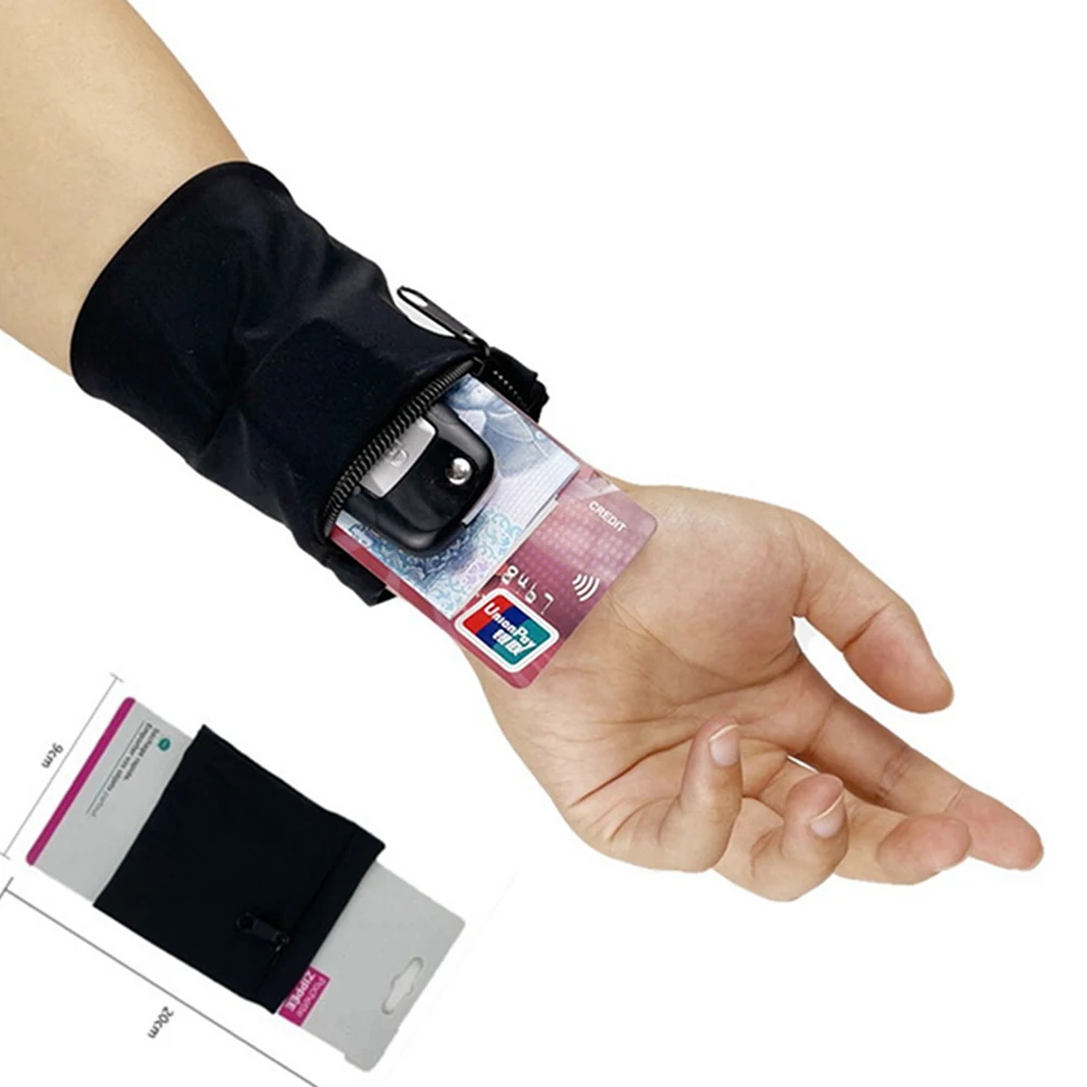 Wrist Wallet Pouch Cell Phone Holder Sweatband for Cycling Mobile Phone Cards Sport Wrist Pocket Pouch Sweat Band Sports Storage Bag Running Gym Bag Wallet Scucs Wrist Wallet Zipper Wristband 