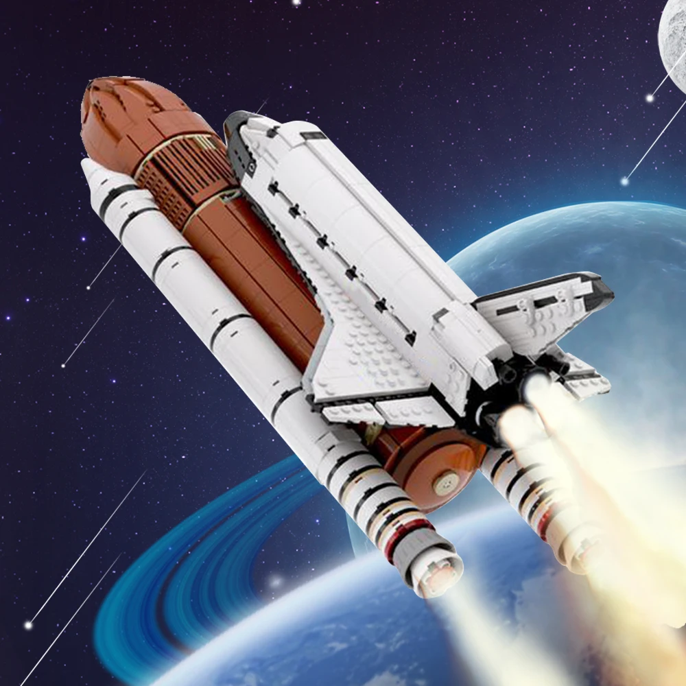 Moc Space Shuttle (Scala 1:110) Rocket Aircraft Bricks Aerospace Rocket-Semovente Plane Vehilce Building Block Compleanno Giocattolo Per Bambini