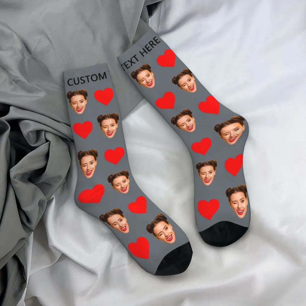 Personal Custom Avatar Printed Socks Cozy Sport Middle Tube Socks Cotton for Unisex Birthday Present 81