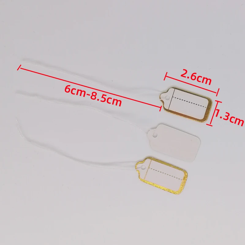 500pcs DIY Handwriting Price Paper Label Rectangular Tie String Jewelry Clothes Display Merchandise Price Tags Card Silver/Gold