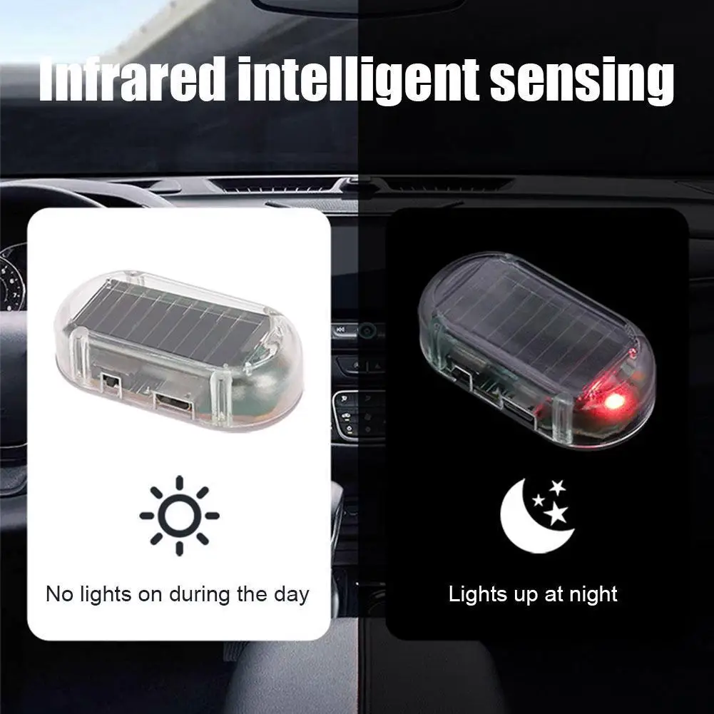 Solar Car Alarm LED Light Atmosphere Lamp Car Touch Warning Emergency Sensing Usb Charging Anti-Theft Roof Lamp Z2R0