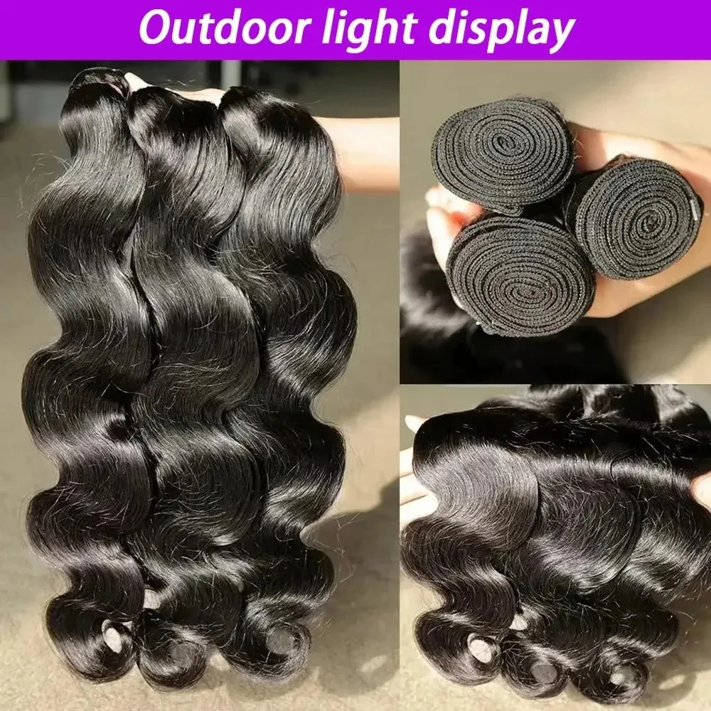Body Wave Brazilian Human Hair Bundles Unprocessed Virgin Hair Weave 26 28 30 32 Inches 4Bundles Body wave Human Hair Extensions 2