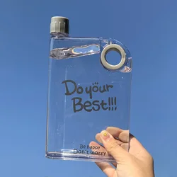 Creative Clear Flat Water Bottle - 420ML Portable Fitness Kettle, Square Design Sports Bottle - 420ml (Grey)