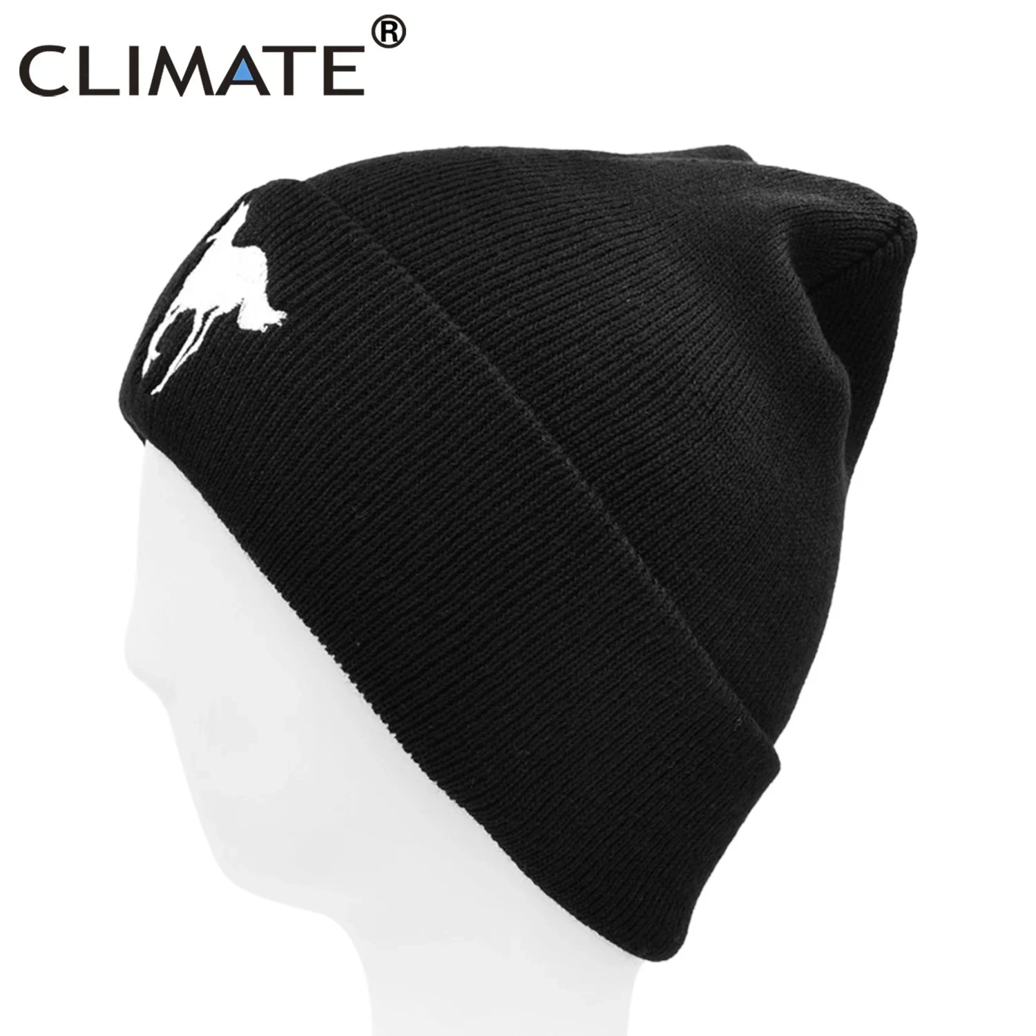 CLIMATE Men's Horse Beanie Hat Horse Winter Hat Men Steed Knight Warm Horse Racing Race Hat Skullies Beanies Knitted Beanie Hat