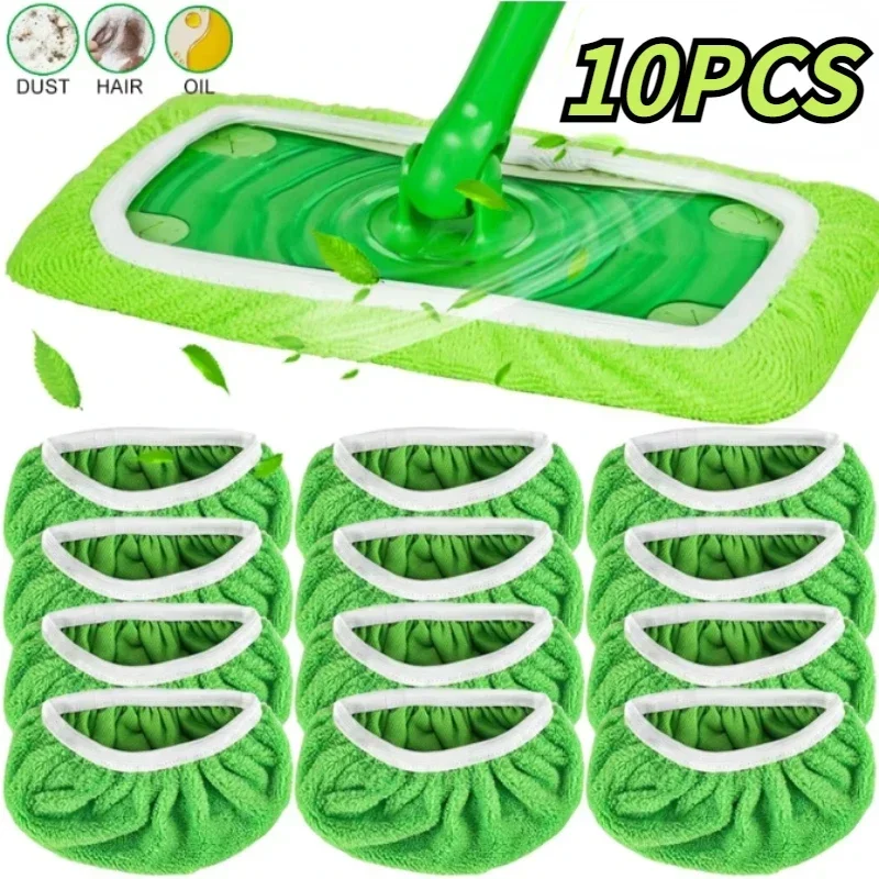 Microfiber Mop Pad Reusable Green Furniture Flooring Sweeper Wet & Dry Cleaning Cloths Washable Rag Towel
