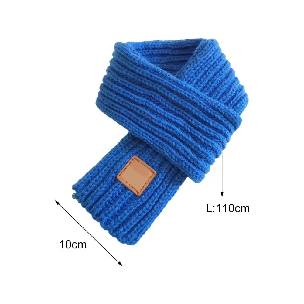 Autumn Winter Kids Scarf Solid Color Stretch Knitted